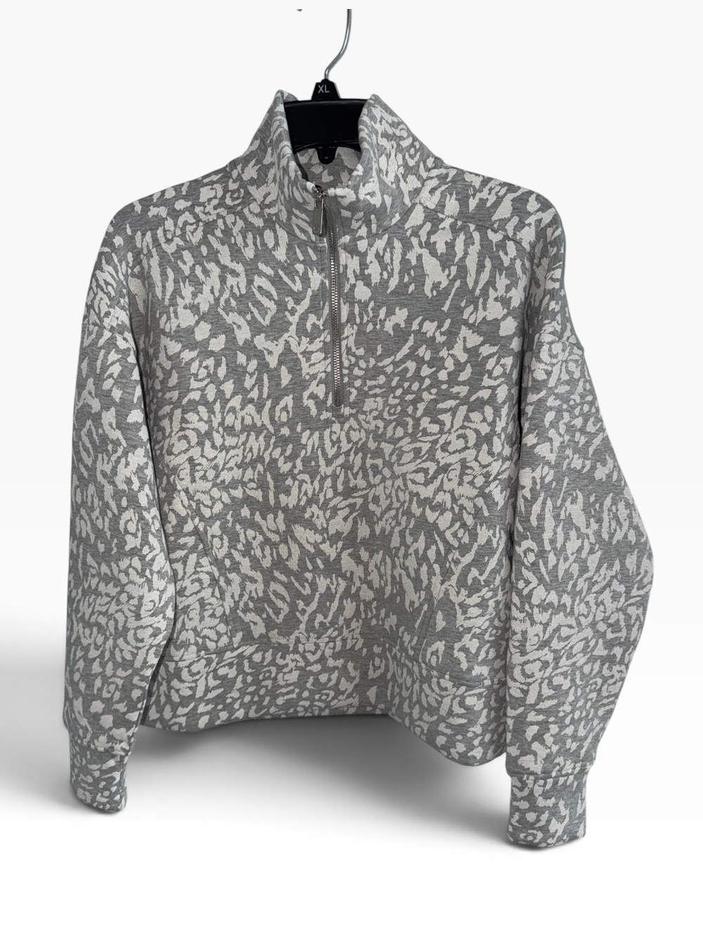 CALIA Soft Scuba Mock Neck 1/4 Zip Pullover Feline Print Cloud Cover small - Picture 2 of 7